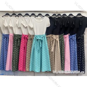 Šaty dlhé letné bodky krátky rukáv dámske (S/M/L ONE SIZE) TALIANSKA MÓDA IMC26155