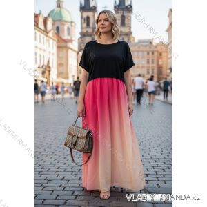 Šaty dlhé maxi dlhé krátky rukáv dámske nadrozmer (44/46/48 ONE SIZE) TALIANSKA MÓDA IMD26062