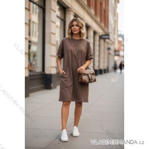 Šaty klasik volnočasové letní krátký rukáv dámské (48/50/52 ONE SIZE) ITALSKÁ MÓDA IMD26064
