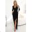 Šaty elegantní dlouhé zavinovací výstřih dámské (XS-XL) Polská moda NMC-404-13/DR čierna M