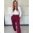 Tepláky/Kalhoty elegantné oversize dlhé dámske (S/M/L ONE SIZE) TALIANSKA MÓDA IMD26003/DUR vínová S/M/L