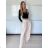 Nohavice elegantní dlhé s páskem dámske SANDRA (S/M/L ONE SIZE) TALIANSKA MÓDA IMPVN262471/DU S/M/L tyrkysová