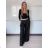 Nohavice elegantní dlhé s páskem dámske SANDRA (S/M/L ONE SIZE) TALIANSKA MÓDA IMPVN262471/DU S/M/L tyrkysová