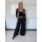 Nohavice elegantní dlhé s páskem dámske SIMONA (S/M/L ONE SIZE) TALIANSKA MÓDA IMPVN2625882/DU S/M/L čierna