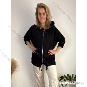 Mikina dlhý rukáv na zips s kapucňou dámska nadrozmer (48/50/52 ONE SIZE) TALIANSKA MÓDA IMD21588/DU