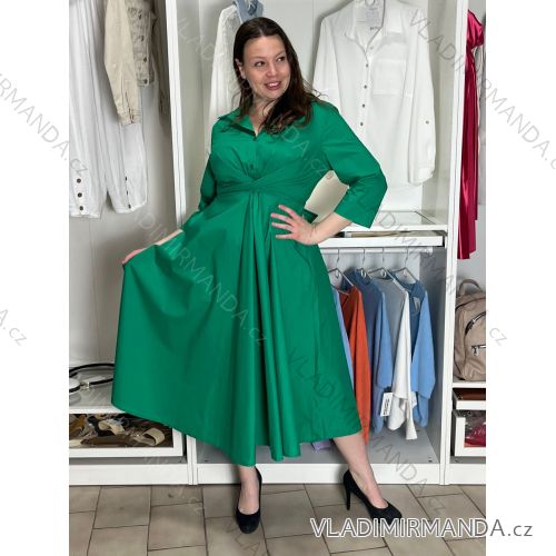 Šaty dlhé košilové 3/4 dlhý rukáv dámske KONSTANCE (S/M/L ONE SIZE) TALIANSKA MÓDA IM5260001