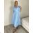 Šaty dlhé košilové 3/4 dlhý rukáv dámske KONSTANCE (S/M/L ONE SIZE) TALIANSKA MÓDA IM5260001/DUR sv. zelená S/M/L