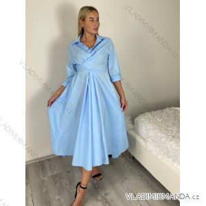 Šaty dlhé košilové 3/4 dlhý rukáv dámske KONSTANCE (S/M/L ONE SIZE) TALIANSKA MÓDA IM5260001/DUR