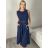 Šaty dlhé elegantné bez rukávov dámske (S/M ONE SIZE) TALIANSKA MÓDA IMPDY25MDUE24796/DUR tm. modrá S/M/L