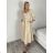 Šaty dlhé košilové 3/4 dlouhý rukáv dámske KONSTANCE  (S/M/L ONE SIZE) TALIANSKA MÓDA IMPDY264885/DUR S/M/L biela