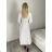 Šaty dlhé košilové 3/4 dlouhý rukáv dámske KONSTANCE  (S/M/L ONE SIZE) TALIANSKA MÓDA IMPDY264885/DUR S/M/L biela