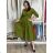 Šaty dlhé košilové 3/4 dlouhý rukáv dámske KONSTANCE  (S/M/L ONE SIZE) TALIANSKA MÓDA IMPDY264885/DUR S/M/L zelená khaki