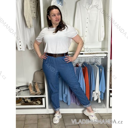 Volnočasové kalhoty s páskem dlhé dámske KARLA (S/M/L ONE SIZE) TALIANSKA MÓDA IMWB26001/DU S/M/L svetlo modrá