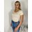 Tričko krátky rukáv dámske (S/M ONE SIZE) TALIANSKA MÓDA IMPDY23LS17135/OX9603/DU S / M biela