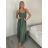 Šaty dlhé letné na ramienka dámske Rebeca (S/M ONE SIZE) TALIANSKA MÓDA IMD23472/DUR žlutá S/M