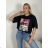 Tričko oversize krátký rukáv dámske KAYA (S/M/L ONE SIZE) TALIANSKA MÓDA IMPDY26ZZ2888/DU S/M/L čierna