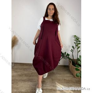 Šaty s laclem letné sťahovacie s vreckami na ramienka dámske nadrozmer IVONA  (48/50/52 ONE SIZE) TALIANSKA MÓDA IMC26000326/DUR