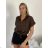 Košeľa krátký rukáv dámska TINA (S/M/L ONE SIZE) TALIANSKA MÓDA IMWKH26001/DUR S/M/L zelená khaki