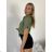 Košeľa krátký rukáv dámska TINA (S/M/L ONE SIZE) TALIANSKA MÓDA IMWKH26001/DUR S/M/L zelená khaki
