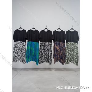 Šaty voľnočasové letné krátky rukáv dámske nadrozmer (52/54/56 ONE SIZE) TALIANSKA MÓDA IMD26067