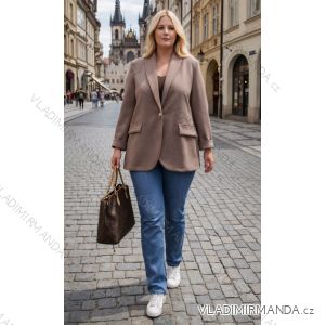 Sako elegantný dlhý rukáv dámske nadrozmer (48/50/52 ONE SIZE) TALIANSKA MÓDA IMD26076