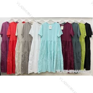 Šaty letné krajkové krátky rukáv dámske nadrozmer (50/52/54 ONE SIZE) TALIANSKA MÓDA IM426173