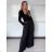 Nohavice elegantní dlhé s opaskom dámske JENNET (S/M/L ONE SIZE) TALIANSKA MÓDA  IMWET260001/DUR S/M/L čierna