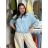 Bunda oversize dlhý rukáv dámska KAILA (S/M/L/XL ONE SIZE) TALIANSKA MÓDA IMC26081/DUR S/M/L svetlo modrá