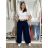 Nohavice letní s opaskom dámske TERNA (S/M/L ONE SIZE) TALIANSKA MÓDA IM426001356/DUR tm. modrá S/M/L