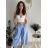 Nohavice elegantné dámske (S/M/L ONE SIZE) TALIANSKA MÓDA IMM26M8102/DR svetlo modrá S/M/L