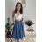 Sukňa s páskem dlhá dámska (S/M/L ONE SIZE) TALIANSKA MÓDA IMSM26106/DU modrá džínová S/M/L