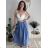 Sukňa dlhá s opaskom dámska (S/M/L ONE SIZE) TALIANSKA MÓDA IMWCP2624300/DU modrá S/M/L
