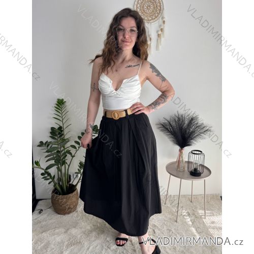 Sukňa dlhá s opaskom dámska (S/M/L ONE SIZE) TALIANSKA MÓDA IMWCP2624300/DU čierna S/M/L