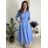 Šaty dlhé košilové 3/4 dlouhý rukáv dámske KONSTANCE  (S/M/L ONE SIZE) TALIANSKA MÓDA IMPDY264885