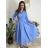 Šaty dlhé košilové 3/4 dlouhý rukáv dámske KONSTANCE  (S/M/L ONE SIZE) TALIANSKA MÓDA IMPDY264885/DUR S/M/L biela