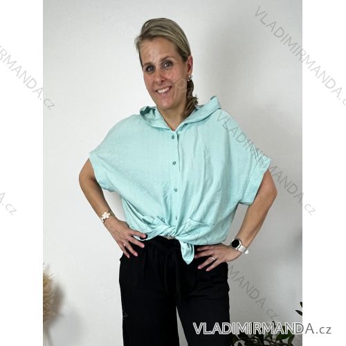 Košeľa oversize krátky rukáv dámska nadrozmer EMILIA  (44/46/48 ONE SIZE) TALIANSKA MÓDA IMC26120