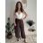 Nohavice letné zavinovací dlhé oversize dámske GINIE (S/M/L ONE SIZE) TALIANSKA MÓDA IMD24250/DU světle hnědá S/M/L