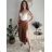 Nohavice letné zavinovací dlhé oversize dámske GINIE (S/M/L ONE SIZE) TALIANSKA MÓDA IMD24250/DU světle hnědá S/M/L