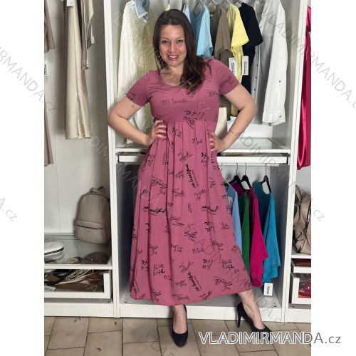 Šaty dlouhé letní krátky rukáv dámske DEISA (S/M/L ONE SIZE) TALIANSKA MÓDA IMSM26000325