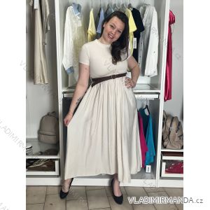 Šaty dlhé letné s opaskom krátky rukáv dámske KARLA (S/M/L ONE SIZE) TALIANSKA MÓDA IM426000326