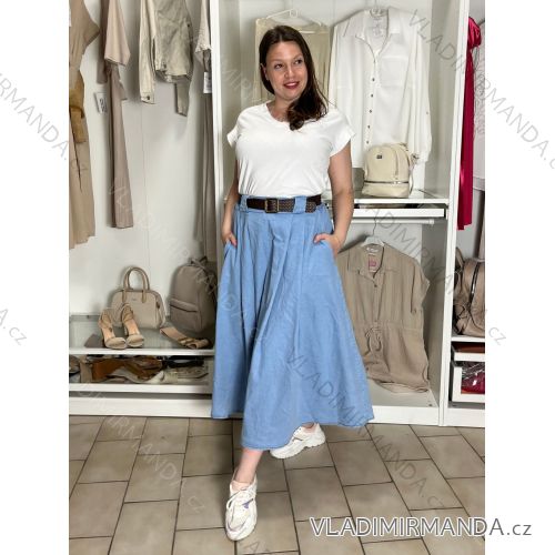 Sukňa dlhá s páskem dámska (S/M/L ONE SIZE) TALIANSKA MÓDA IMWEC267509/DUR S/M/L svetlo modrá