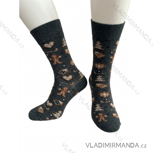 Ponožky veselé vianočné pánske (42-46) POLSKÁ MÓDA DPP250835/DR šeda 39-42