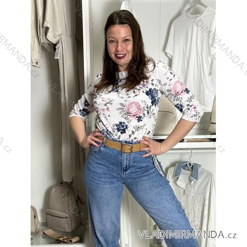 Tričko s 3/4 rukávom dámske TAMARA  (M/L/XL ONE SIZE) TALIANSKÁ MÓDA IM518079-1/DUR M/L/XL biela