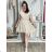 Šaty voľnočasové letný mušelín krátky rukáv dámske (S/M/L ONE SIZE) TALIANSKA MÓDA IM4250001/DUR béžová S/M/L
