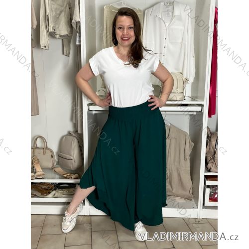 Nohavice harémky letné dlhé dámske (S/M/L ONE SIZE) TALIANSKA MÓDA IM424402 zelená smaragdová S / M
