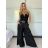 Nohavice elegantné s opaskom dámske (S/M/L ONE SIZE) TALIANSKA MÓDA IM425747/DUR černá S/M/L