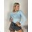 Tričko dlouhý krátký rukáv dámske LATINA(S/M  ONE SIZE) TALIANSKA MÓDA IMPDY2628031/DUR S / M svetlozelená