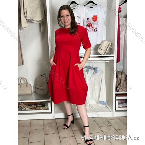 Šaty volnočasové krátky rukáv dámske SARAH (S/M/L ONE SIZE) TALIANSKA MÓDA IM5260002356/DUR S/M/L červená
