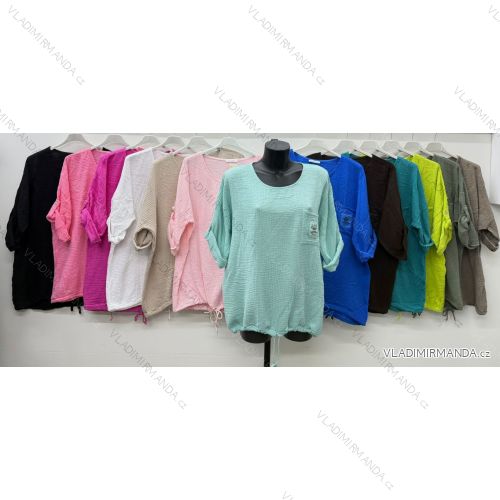 Tunika mušelín 3/4 dlhý rukáv dámska nadrozmer (46/48/50 ONE SIZE) TALIANSKA MÓDA IM426184