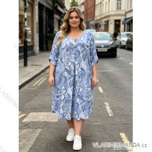 Šaty letné krátky rukáv dámske nadrozmer (50/52/54 ONE SIZE) TALIANSKA MÓDA IM426205